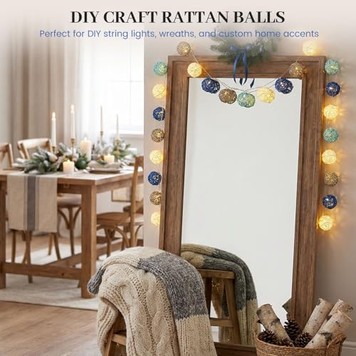 DomeStar 24PCS Blue Rattan Balls, Decorative Balls for Bowls - Image 4