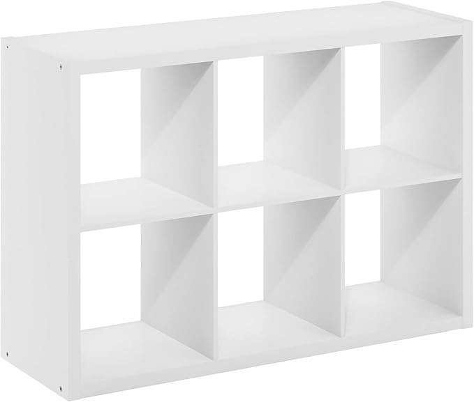 Furinno Cubicle Book Shelf, 6-Cube Bookshelf, Extra Thick Frame Horizontally & - Image 12