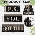 Yuntau 4 Pcs Farmhouse Motivational Decor Wooden Block Black Decor - Image 3