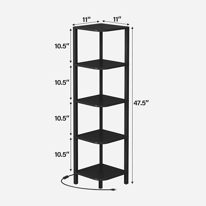 TUTOTAK Corner Shelf with LED Light, 5-Tier Corner Bookshelf - Image 2