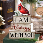 Yuntau 4 Pcs Cardinal Christmas Decor Wood Block Sign Tiered Tray Decor - Image 6