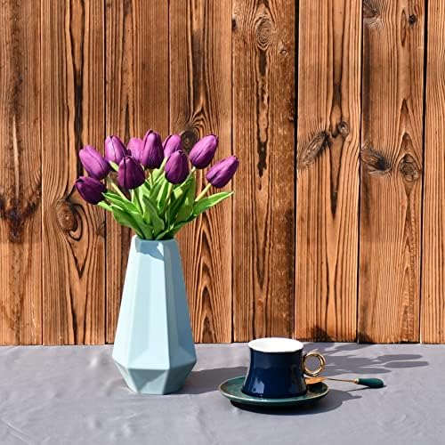 ONLY ART Artificial Purple Tulips 20 Pcs – 13.5 Inch PU Faux Flowers with Bendable Stems for Home Décor, Wedding Centerpieces, DIY Floral Arrangements, New Year and Valentine's Day - Image 3
