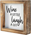 Wine a Little Laugh a Lot Small Wood Wine Sign for Home Decor, Rustic Wood Block Sign for Kitchen, Dining Room, Freestanding Farmhouse Box Sign Decor 6" x 6" x 1.57" by MACVAD