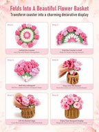Crochet Flower Bouquet Coasters, Cotton Tulip Gifts for Home Decor 1Pc - Image 3