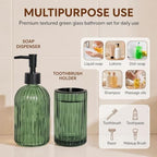 2 Pcs Green Bathroom Accessories Set, Glass Bathroom Set, Soap Dispenser, Toothbrush Holder Set, Crystal Modern Bathroom Decor, Housewarming Gift Set - Image 6