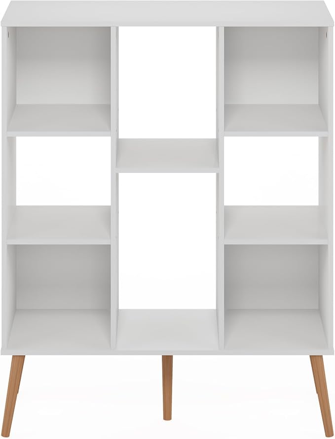 Furinno Claude Mid Century Style Book Shelf, 8-Cube Bookshelf, Cube Storage - Image 6
