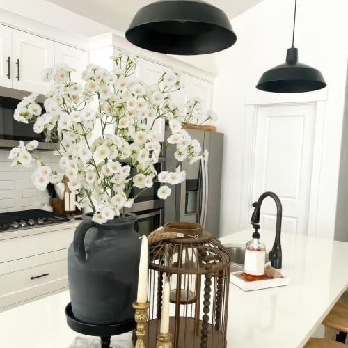 3Pcs Artificial Wildflowers White Long Stem Faux Silk Flowers for Tall Vase - Image 3