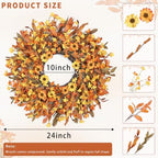 Ghrdopy 24 Inch Fall Wreath Front Door, Artificial Daisy Decor - Image 2