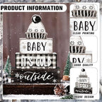 Marsui 4 Pcs Winter Wooden Hat Block Sign Farmhouse Table Decor Rustic - Image 4