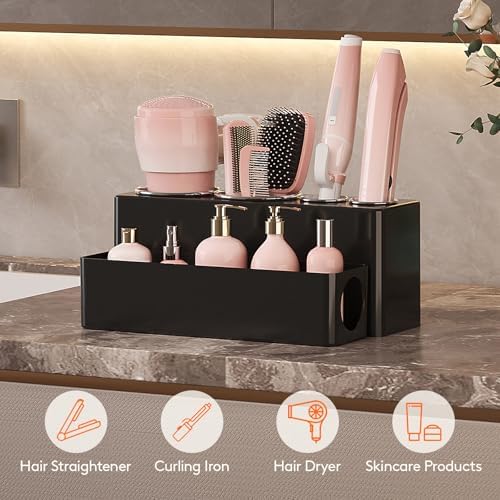 Lifewit Hair Tool Organizer Dryer Holder Countertop with 4 Cups, Black - Image 3