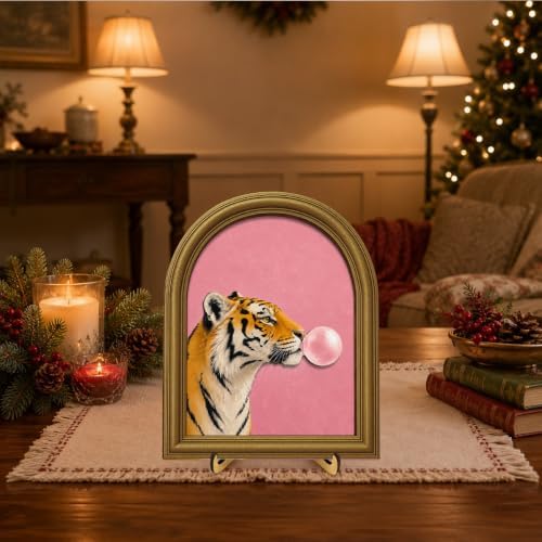 Whimsical Tiger Bubble Gum Pink Wall Art Sign Funky Table Decor - Image 5