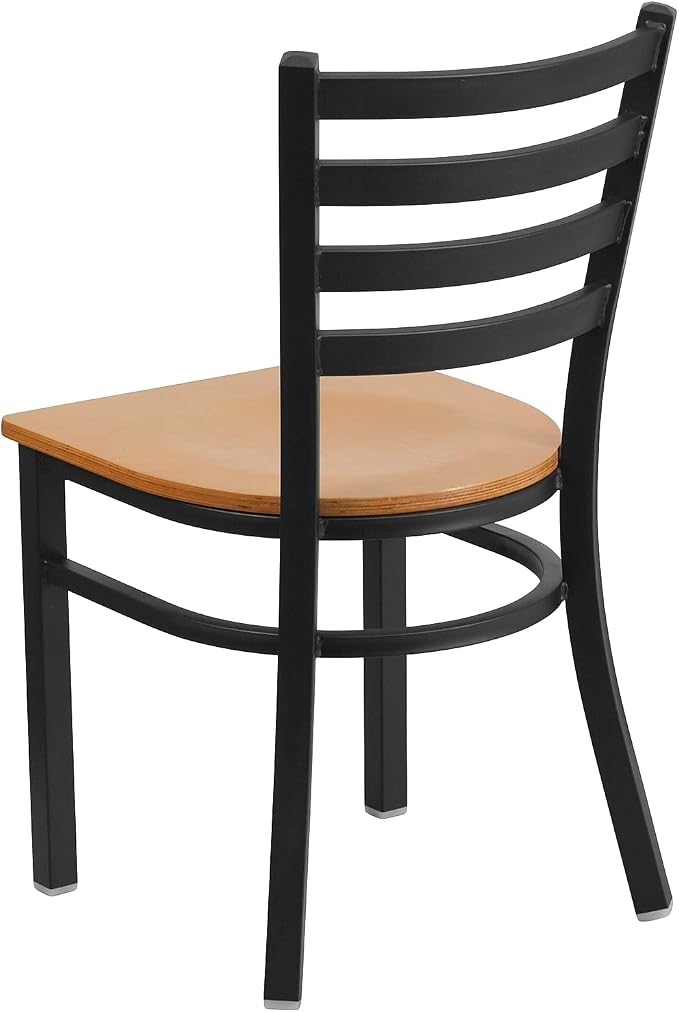 Flash Furniture 2 Pack HERCULES Series Black Ladder Back Metal Restaurant Chair - Image 5