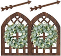WAKOSAN Rustic Wood Window Frame Wall Decor with Wreath & Arrows, Set of 2 by WAKOSAN