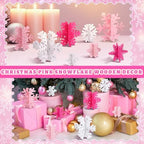 Wenqik 16 Pcs Wooden Snowflake 3D Centerpieces,White,Pink - Image 6