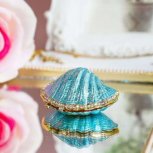 Metal Glass Pearl Mussel Trinket Box Ring Holder Centerpiece Decor - Image 5