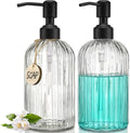 JASAI 2PACK 18Oz Simple Glass Soap Dispensers with Black Rust Proof Pump by JASAIHOME