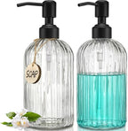 JASAI 2PACK 18Oz Simple Glass Soap Dispensers with Black Rust Proof Pump by JASAIHOME