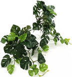 Artificial Monstera Plants, Fake Tropical Palm Small Potted Faux Hanging Greenery Mini Plants for Indoor Outdoor Home Office Garden Houseplants Pot Decor Wedding Party DIY Decoration - Green 2 Pack by CATTREE