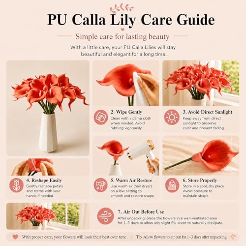 Mandy's 20pcs Coral Calla Lily Artificial Flowers - Image 6