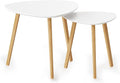 BAMEOS Bamboo Nesting Triangle End Table, Balcony in White by BAMEOS