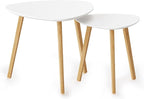 BAMEOS Bamboo Nesting Triangle End Table, Balcony in White by BAMEOS