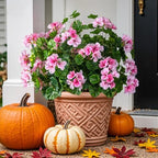 Artificial Geraniums for Outdoors, 8 Stems 17.7 Inch Pink Faux Geranium Bush Fake Flowers UV Resistant Fall Porch Patio Garden Planter Window Box Indoor Decor, Pot Not Included - Image 3