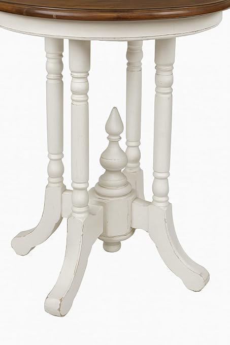 Sunset Trading Shabby Chic Cottage Table, Small Ornate, Antique white - Image 5