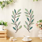 Zhengmy 2 Pcs Metal Leaf Wall Art Vine Branch Decor,Gradient Green - Image 3