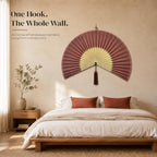 ChumDecor Bamboo Fan Wall Decor, Japanese Wall Fan, Red Brown 40 in - Image 2