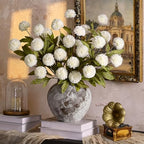 Waipfaru 12 Pcs Artificial Pompon Mums Faux Flowers for Vase, 27" Bulk Long Floral Fake Chrysanth Branches with Stems Vase Filler for DIY Bouquet Centerpieces, Indoor Home Decorations, No vase, Cream - Image 2