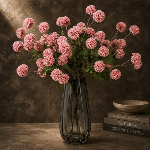 Neutral Pink Chrysanthemums with Vase,fall fakeflowers for inside Decor by JAKY-Global