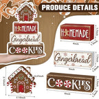 Marsui 4 Pcs Christmas Gingerbread House Decorations Wooden Table Signs - Image 5