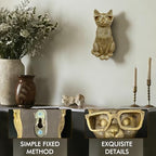 GUSFREUD Vintage Gold Animal Heads Sculptures Wall Art - Resin Faux Cat for Home Wall Decor, Cat Wall Hanging Decoration for Living Room, Bedroom & Kitchen, Unique Gift Idea - Image 4