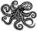 Octopus Metal Wall Decor - Gothic Nautical Room Decor Wall Art Home Decor for Living Room, Bedroom, Dining Room, Bathroom, Office, Coastal, Beach (Black) by OPTYBVFD