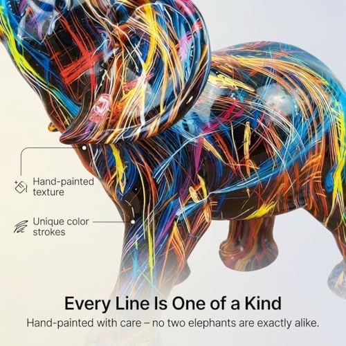Colorful Art Elephant Figurines, Resin Elephant Statue for Home Decor - Image 3