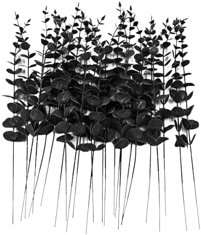ABAJI 24 PCS Eucalyptus Stems Plastic Vivid Leaf Decorations Artificial Leaves Fake Faux Greenery Plant for Home Office House Table Desk Decor Wedding or Party Vase Forever Live by ABAJI