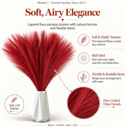 Mandy's 20 Stems Red Silk Pampas Grass Bouquet - Image 2