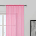 SpaceDresser Basic Rod Pocket Sheer Voile Window Curtain Panels Pink 1 Pair 2 - Image 3
