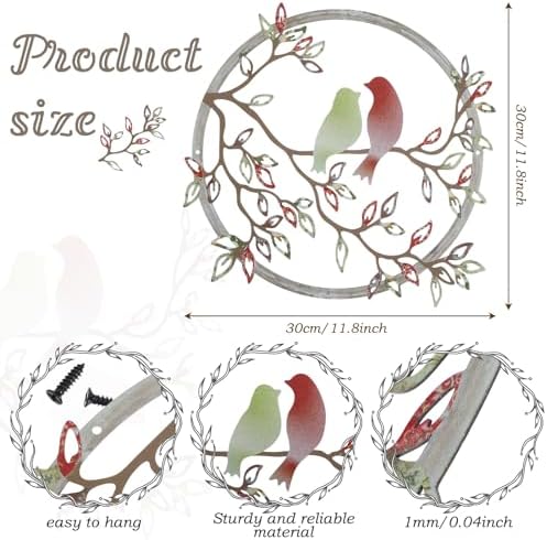 Ferraycle Metal Wall Art Bird on Tree Branch Silhouette Bird Hanging Ornament Porch Wall Decor for Living Room Outdoor Garden Bedroom Office Housewarming Party Decoration(Elegant Color) - Image 2