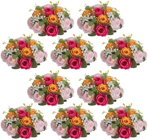 NUPTIO Flower Ball Centerpieces for Tables: Hot Pink & Orange & Pink Rose by Nuptio