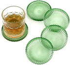 Modern Clear Coaster Set of 5- Glass Coasters for Drinks, Clear Green by Unknown