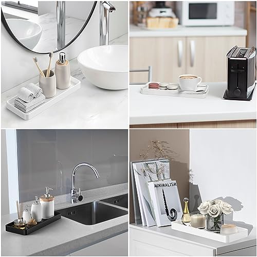 Gurygo 2 Pack 8" Ceramic Vanity Tray - Kitchen Tray for Soap Bottles - Small Rectangular Vanity Tray for Bathroom - Vanity Trays for Bathroom - Kitchen Soap Dispenser Tray,White - Image 5