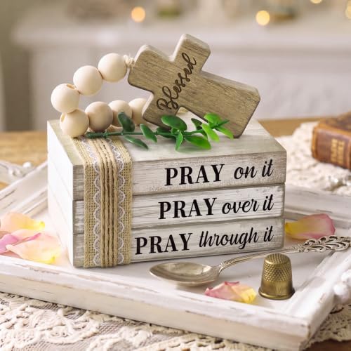4 Pcs Christian Table Decor Wooden Cross Wooden Bible Verse Sign - Image 4