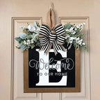 Last Name Front Porch Decor, Welcome Sign Door Wreath, Outdoor Decorations, 26 Letter Wreaths Hanging, Spring Wreath for All Seasons Monogram (E) - Image 4