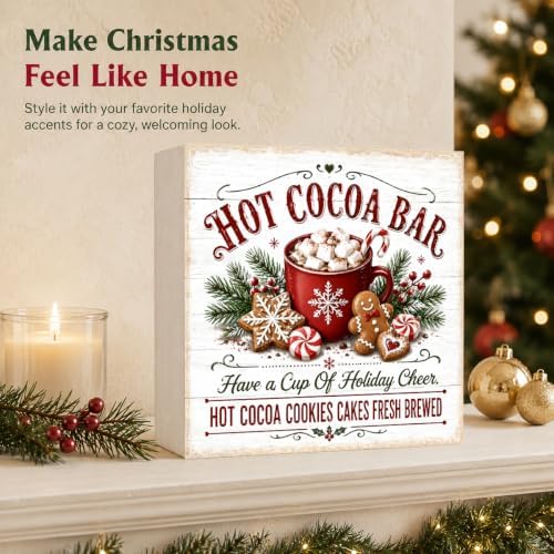 Christmas Decorations Hot Cocoa Bar Gingerbread Wooden Box Sign - Image 5