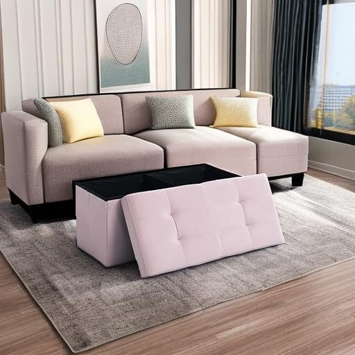 Storage Ottoman Bench Foldable Seat Footrest Shoe Bench End of Bed Storage - Image 6