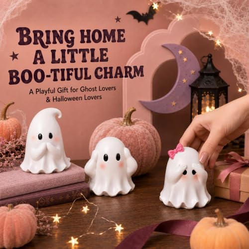 Cute Halloween Ghost Decor, 3-Piece Resin Figurines for Indoor Home Decor - Image 7