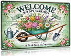 Bestylez Gardening Gifts Vintage Gardening Signs Welcome to My Garden Tin Sign for Home Garden Greenhouse Living Room Bedroom Yard Cottage Outdoor Decor 8X12 Inch (3357) by RustFreeBrightColorsDurableandNotFade