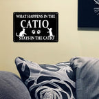 Catio Accessories Outdoor What Happens In The Catio Stays In The Catio Metal Tin Sign Caution Cat Vomit Sign Funny Cat Lover Sign Posters Gift 8x12 Inch - Image 2