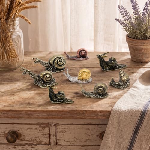 8pcs Brass & Alloy Snail Statue mini Ornaments Retro、Antique Whimsical Cottagecore Decor, Brass Decor for Living Room、Desk and Bookshelf Figurines, Outdoor Garden Landscaping - Image 4